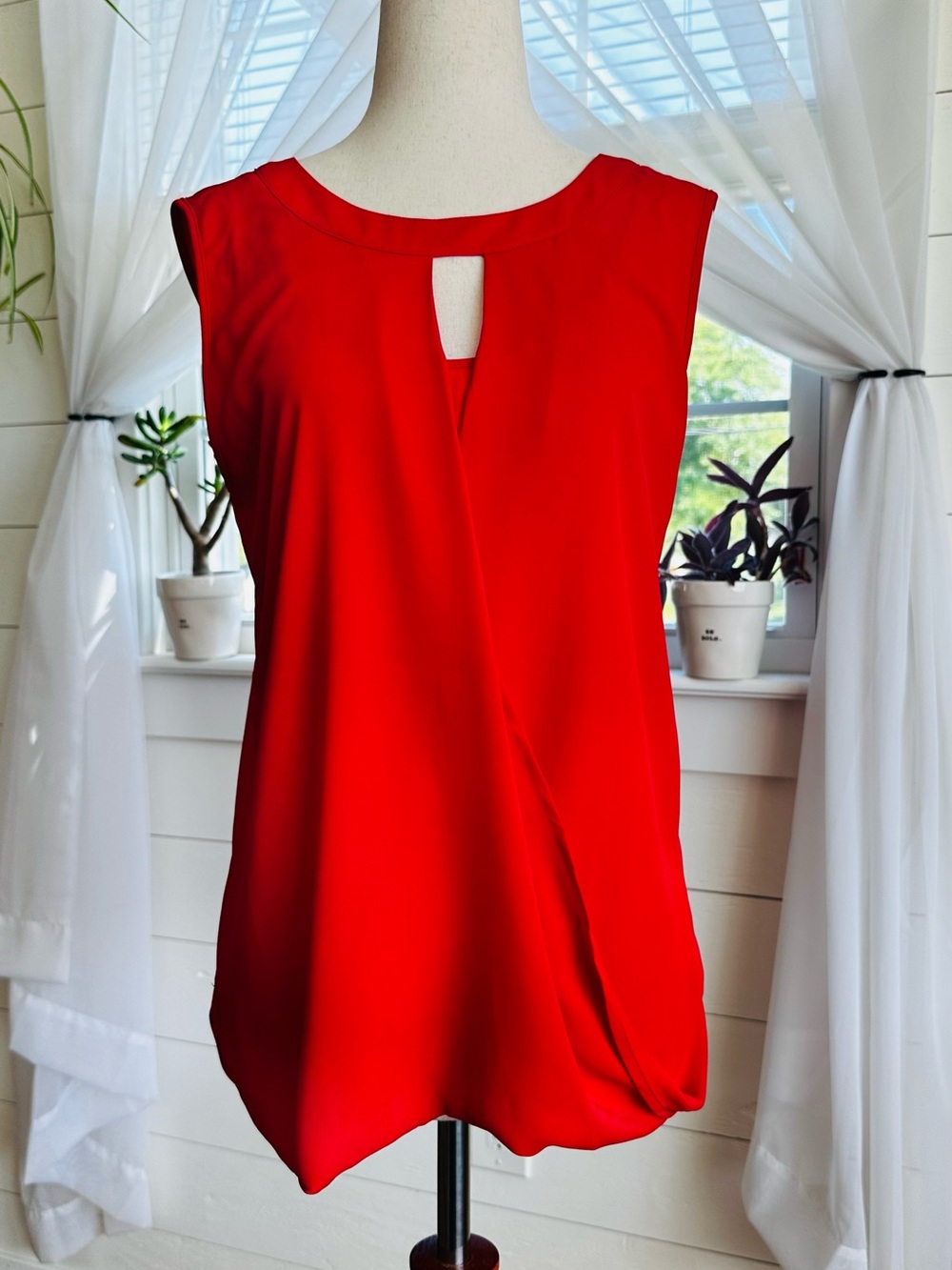 41 Hawthorn Clearwater Mixed Material Surplice Classic Blouse Red Small